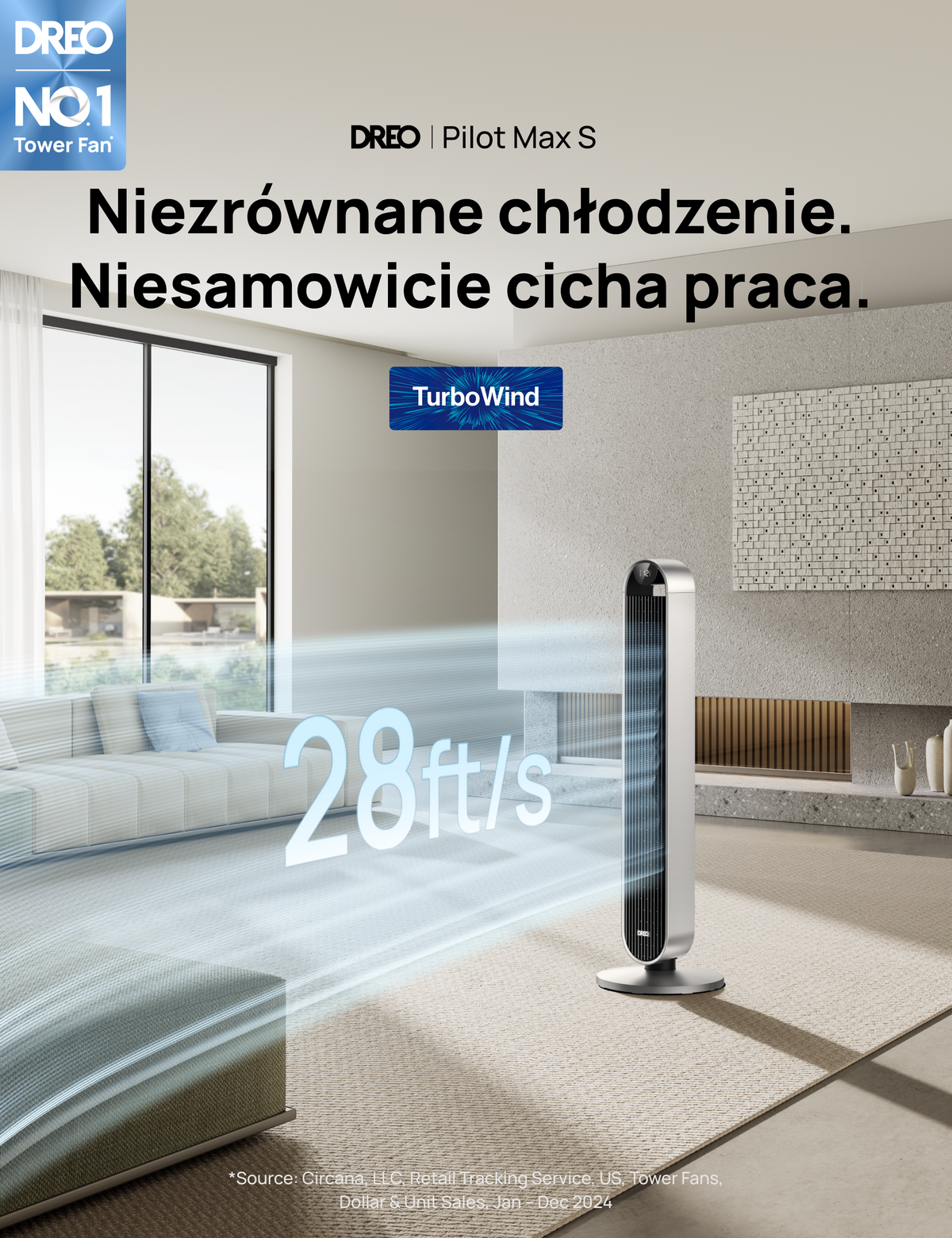Wentylator kolumnowy DREO Pilot Max S Srebrny